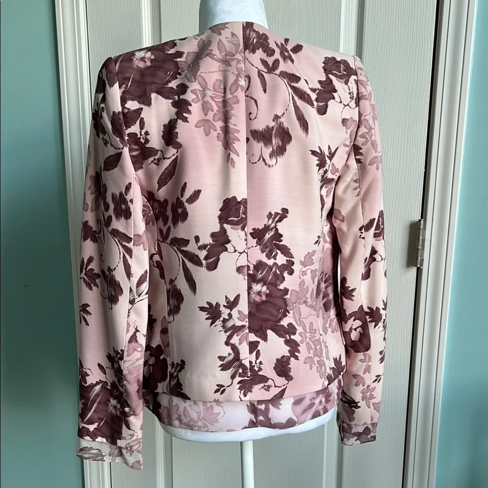 Linda Allard for Ellen Tracy Pink and Burgundy Silk Blazer, NWT - Picture 6 of 6